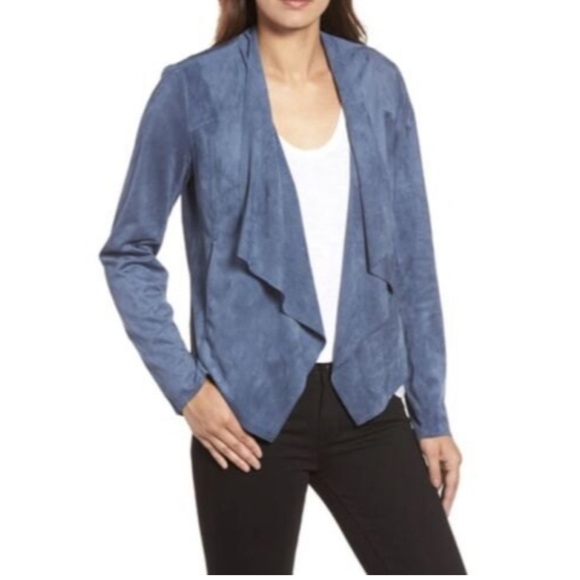 Kut from the Kloth Tayanita Faux Suede Draped Open Lightweight Blazer Blue XS - Picture 12 of 12